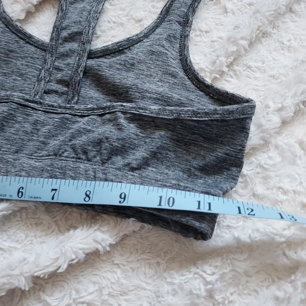 Aviva Sport Gray Racerback Sports Bra Small Workout Gym Yoga Minimalist